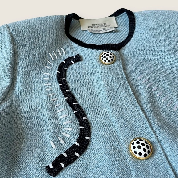 VTG 80s Steve Fabrikant Corky Sweater Shirtdress Dress Wool Blend Art Deco 6 - Picture 2 of 15